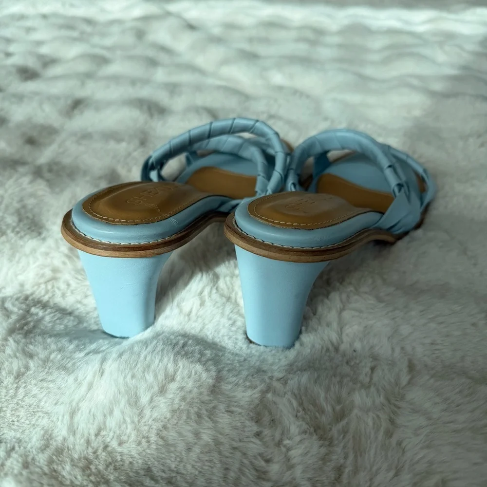 Shekudo Gordons Bay Leather Heeled Sandals in Baby Blue - Picture 4 of 5